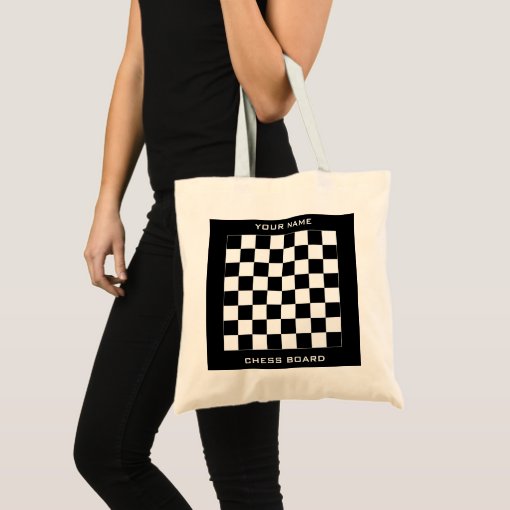 Chess Pattern Print Leather Tote Bag
