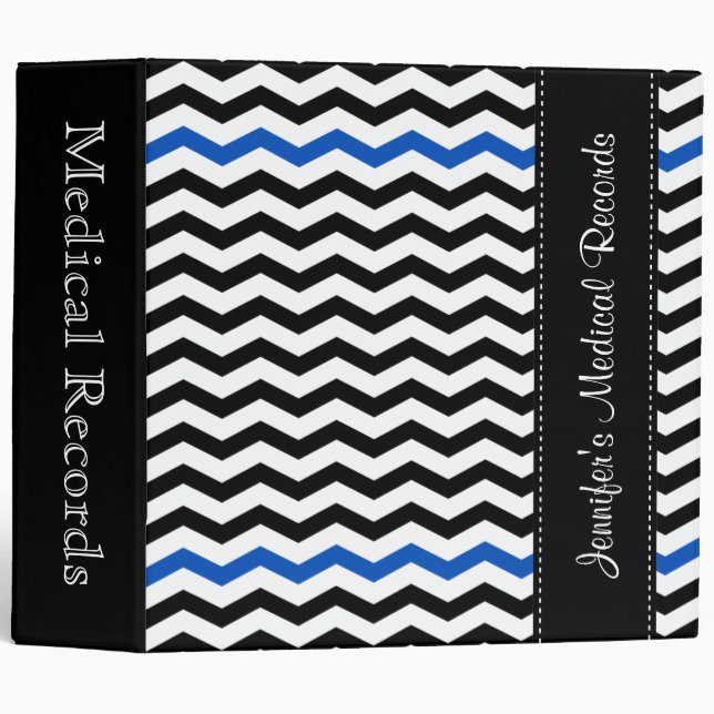 Custom Chevron Blue Medical Records Binder (Front/Spine)