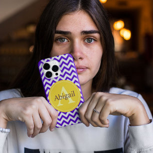 Custom Chevron Lavender Lilac Yellow Case-Mate iPhone 14 Pro Case