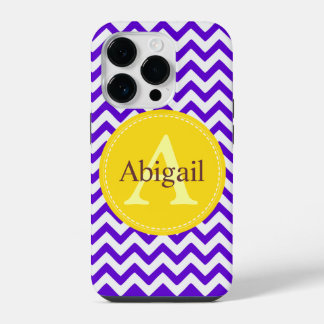 Custom Chevron Lavender Lilac Yellow iPhone 14 Pro Case