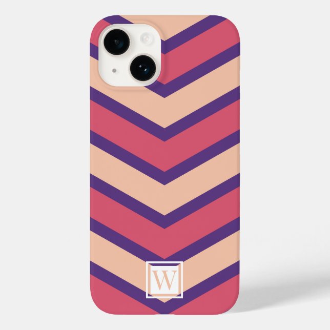 Custom Chevron Monogram Soft Pink Red Purple Blue Case-Mate iPhone Case (Back)