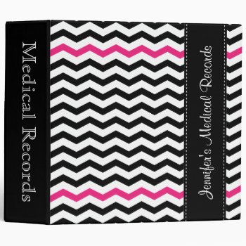 Custom Chevron Pink Medical Records Binder by stripedhope at Zazzle