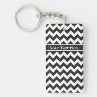 Custom Chevrons Keychain, Black and White Zigzags Keychain