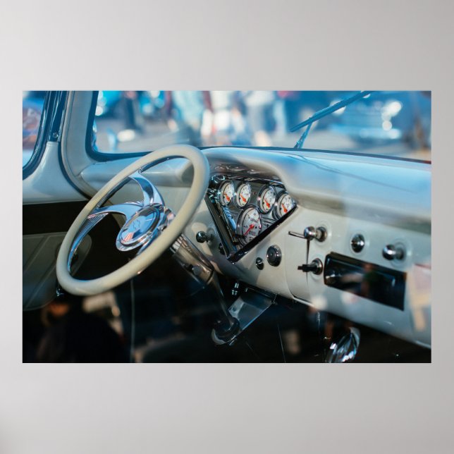 Custom Chevy truck steering wheel and dashboard Poster (Front)