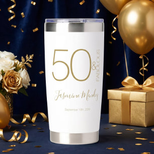 Custom Chic 50th Birthday Gold White 50 & Fabulous Insulated Tumbler