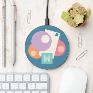 Custom Chic Abstract Circles Mosaic Art Pattern Wireless Charger