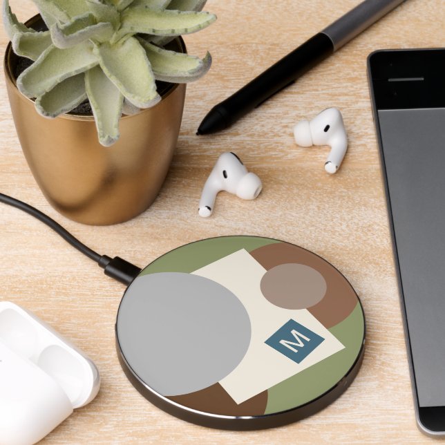Custom Chic Abstract Geometric Circles Art Pattern Wireless Charger (Desk 2)