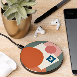 Custom Chic Abstract Geometric Circles Art Pattern Wireless Charger