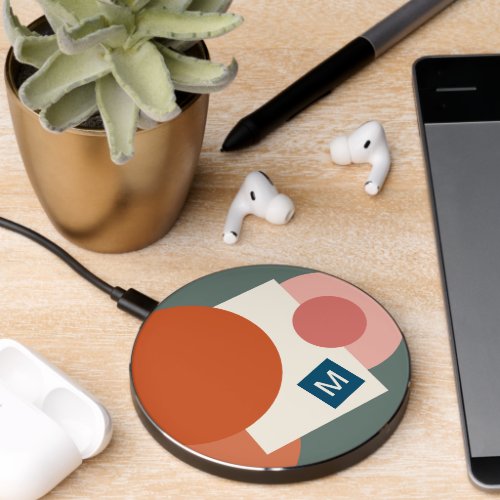 Custom Chic Abstract Geometric Circles Art Pattern Wireless Charger