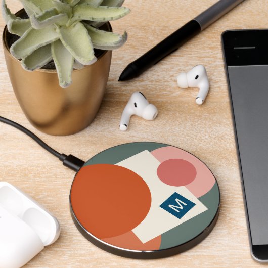 Custom Chic Abstract Geometric Circles Art Pattern Wireless Charger (Desk 2)