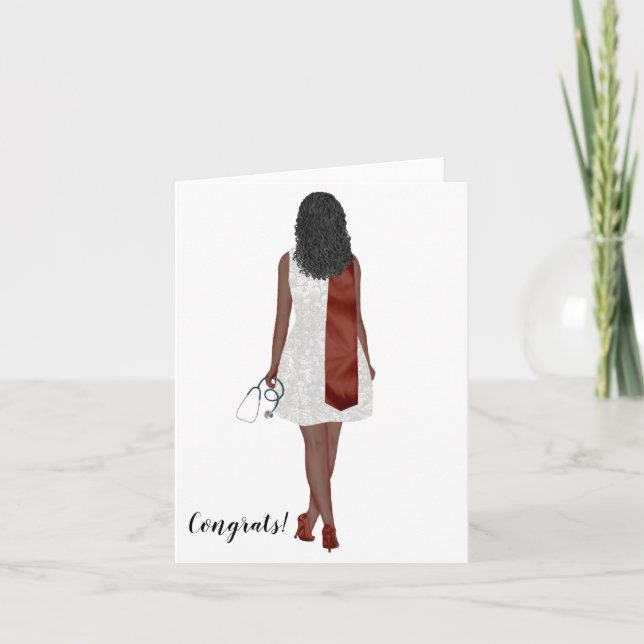 Custom Chic African-American Nursing Graduation   Card (Front)