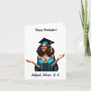 Custom Chic African-American Woman Graduation Card