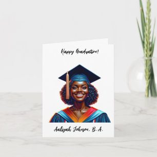 Custom Chic African-American Woman Graduation Card