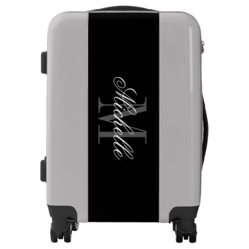 Custom chic black and white name monogram suitcase