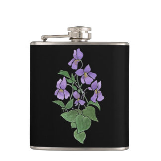 Custom chic black 'Sweet Violet' Hip Flask