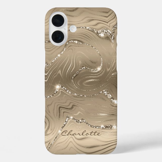 Custom Chic Brown Glitter Pattern Girly Case-Mate iPhone Case (Back)