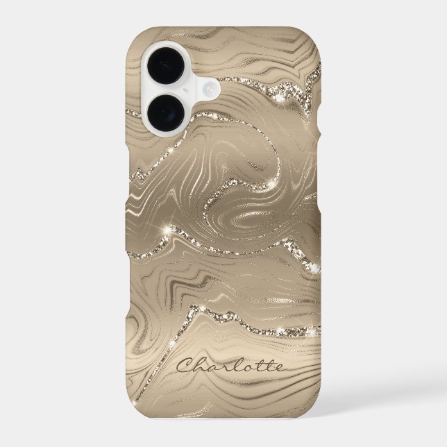 Custom Chic Brown Glitter Pattern Girly iPhone Case (Back)