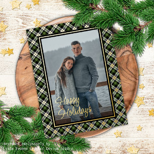 Custom Chic Buffalo Lumberjack Plaid Pattern Gold Foil Holiday Card