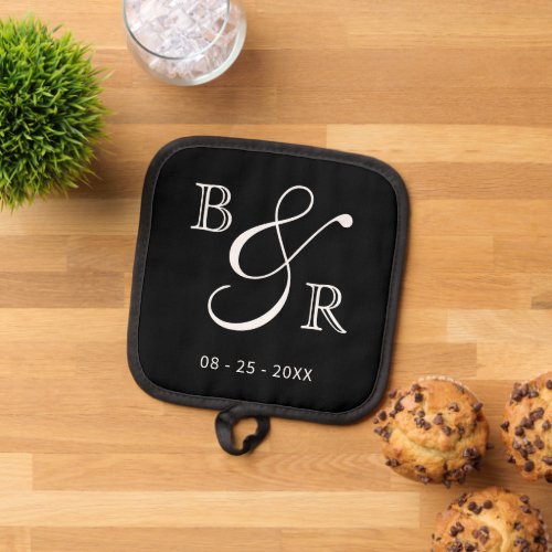 Custom Chic Calligraphy Couple Names Initials Pot Holder