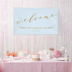 Custom Chic Elegant Blue Bridal Shower Welcome  Banner