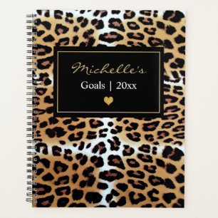 Custom Chic Elegant Brown Black White Leopard Planner