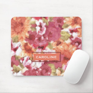 Custom Chic Flowers Pattern Watercolor Painting Mouse Pad
