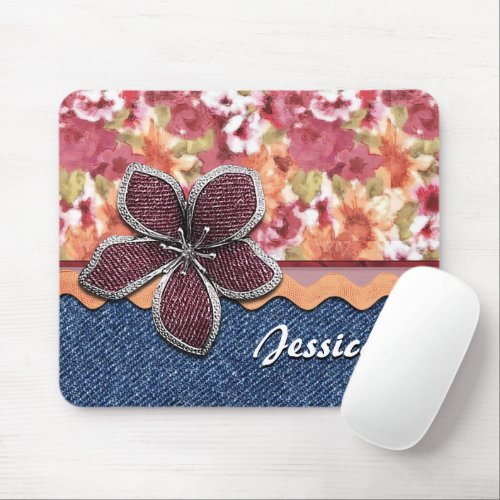 Custom Chic Flowers Pattern Watercolor Painting Mouse Pad