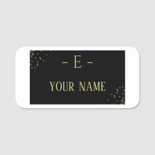 custom chic gold black monogramed name tag