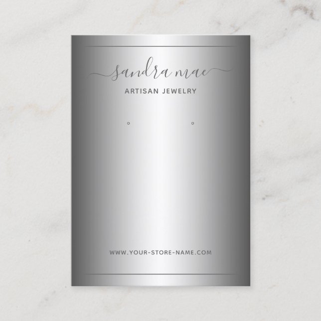 Custom Chic Gray Black White Jewelry Display Card (Front)