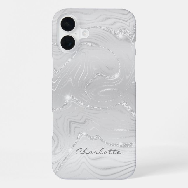 Custom Chic Gray Silver Glitter Pattern Girly Iphone Case (Back)