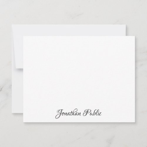 Custom Chic Hand Script Text Simple Personalized Note Card