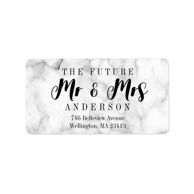 Custom Chic Marble The Future Mr. and Mrs. Script Label (Front)