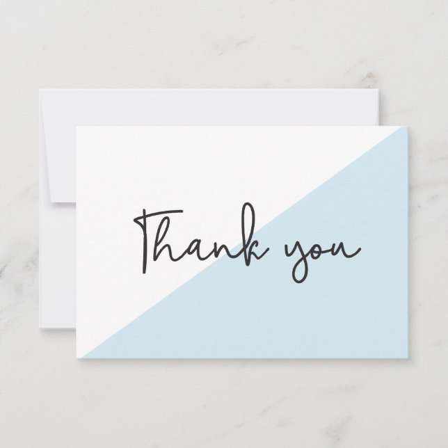 Custom Chic Modern Baby Blue Shower Thank You Card (Front)