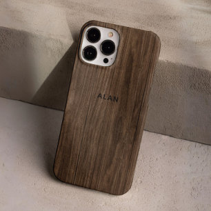 Custom Chic Modern Retro Dark Brown Woodgrain iPhone 16 Pro Case
