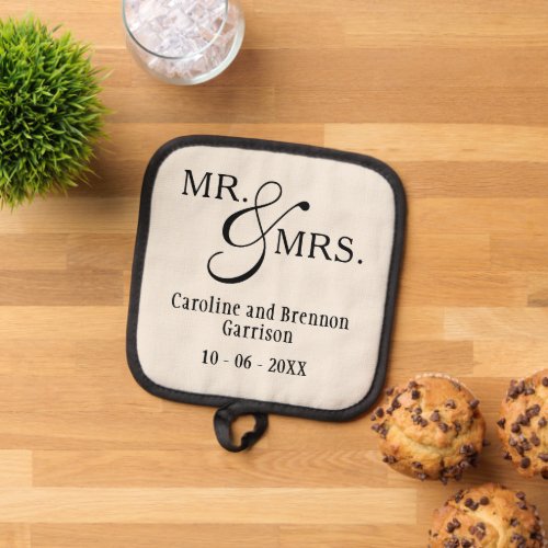 Custom Chic Mr And Mrs Couple Names Pot Holder