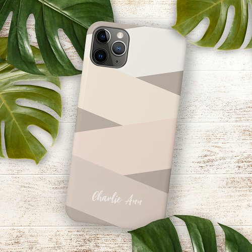Custom Chic Natural Tan Beige Taupe Ivory Stripes iPhone 11 Pro Max Case