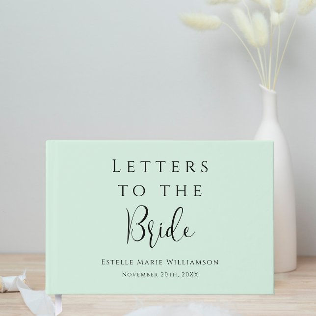 Custom Chic Pastel Mint Green Letters to the Bride Guest Book (Creator Uploaded)