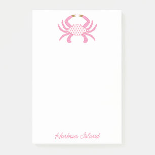 Custom Chic Pink Crab   Coastal Sticky Notes