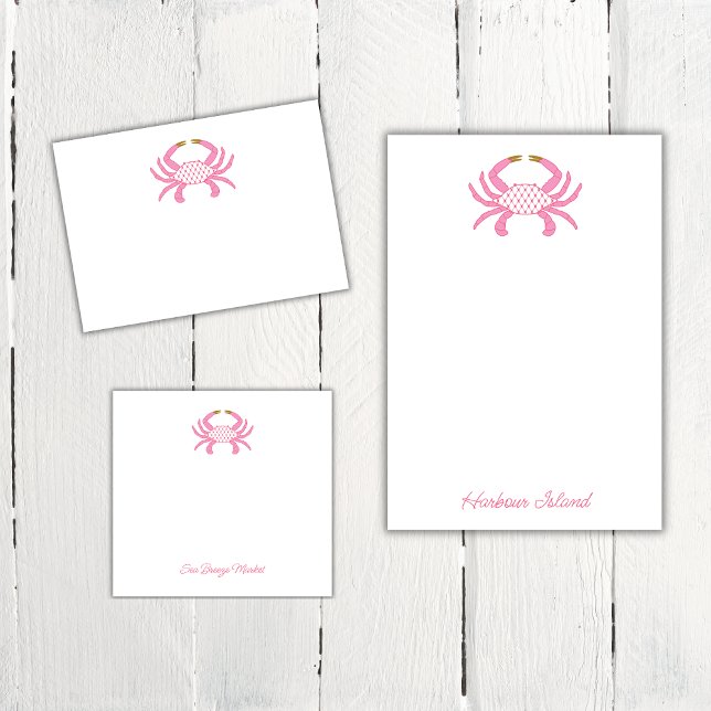 Custom Chic Pink Crab | Coastal Sticky Notes (Creator Uploaded)