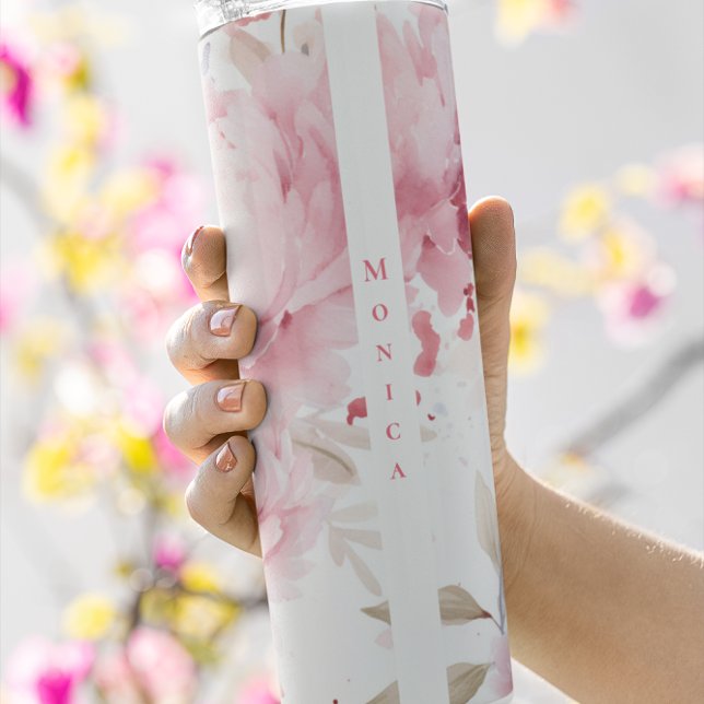 Custom | Chic | Pink Peonies | Floral Thermal Tumbler (Creator Uploaded)