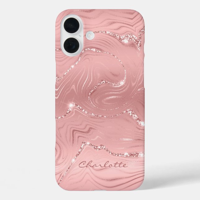 Custom Chic Pink Silver Glitter Pattern Girly Case-Mate iPhone Case (Back)