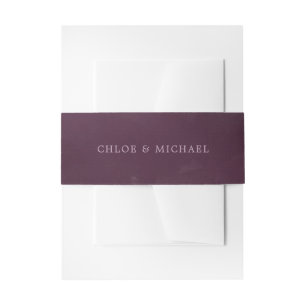 Custom Chic Pink Text on Purple Plum Background Invitation Belly Band