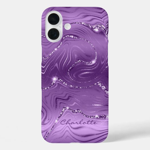 Custom Chic Purple Silver Glitter Pattern Girly