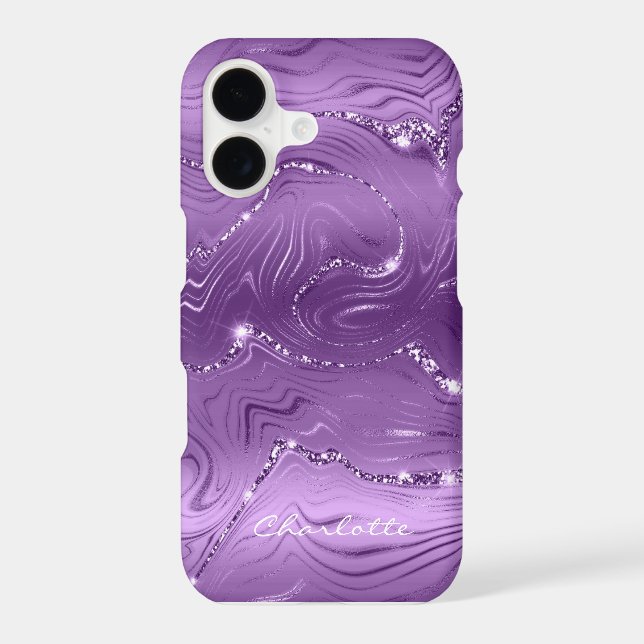 Custom Chic Purple Silver Glitter Pattern Girly iPhone Case (Back)
