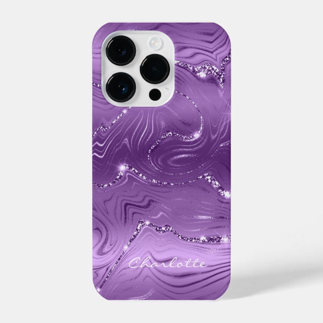 Custom Chic Purple Silver Glitter Pattern Girly iPhone Case (Back)