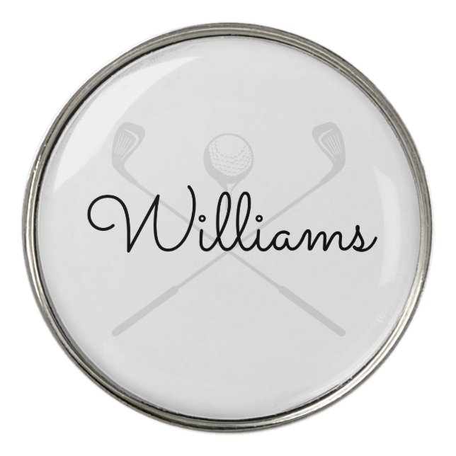 Custom Chic Script Name Golf Clubs Ball Marker (Front)