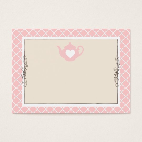 Custom Chic Tan & Pink Teapot Name Place Card Zazzle