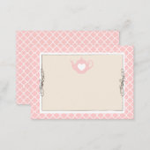 Custom Chic Tan & Pink Teapot Name Place Card (Front/Back)