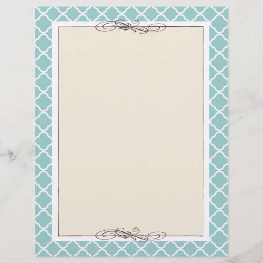 CUSTOM Chic Tan & Teal Trellis Border (Front)