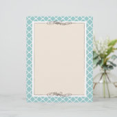 CUSTOM Chic Tan & Teal Trellis Border (Standing Front)